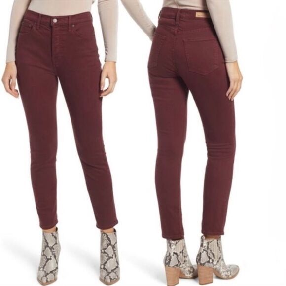 GRLFRND 25 Damson Burgundy Karolina Skinny Leg High Waist Stretch Jeans - Picture 1 of 15